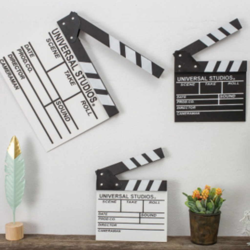 Vintage Wood Director Movie Clapboard Film Clapperboard Studio Clapboard Party Ornaments for Home Office Cafe Decor