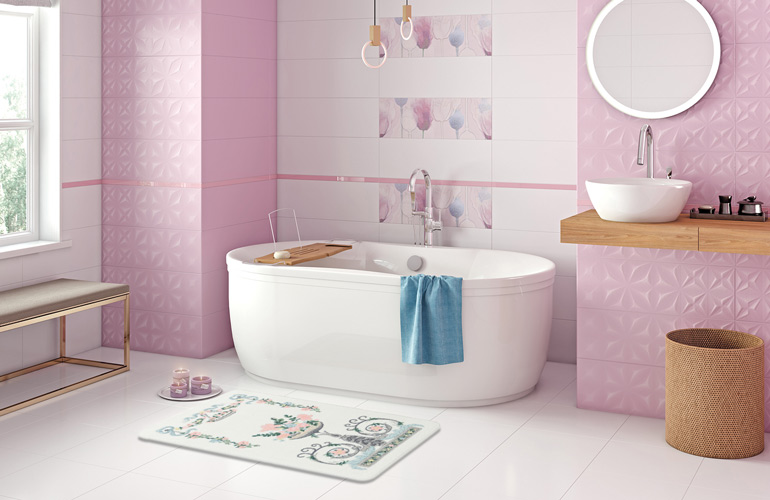 Мягкий коврик для ванной из полиамида Confetti bath La Fontaine 01-Pink
