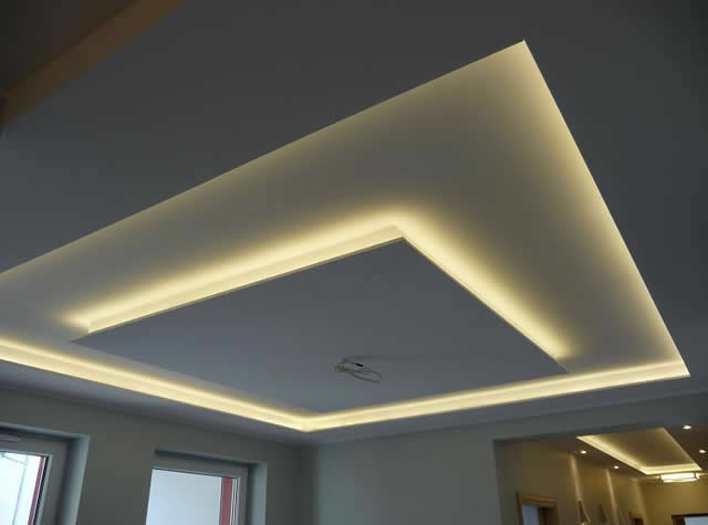 Парящий потолок из гипсокартона с подсветкой: схемы и фото