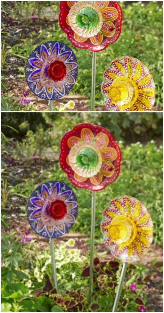 Repurposed Plate Stained Glass Flowers