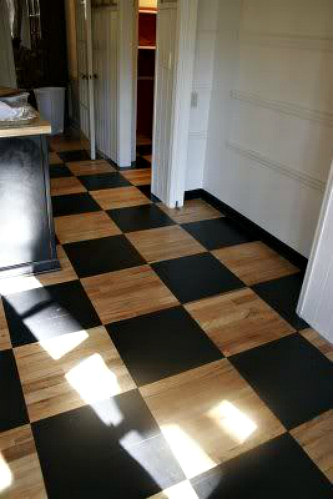 Checkered plywood floor