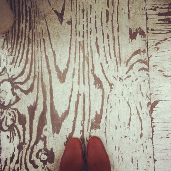 Distressed plywood floor