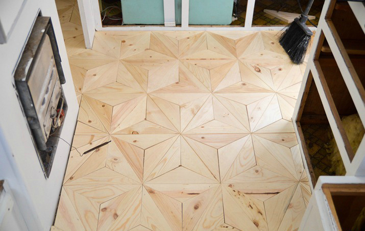 Geometric plywood floor