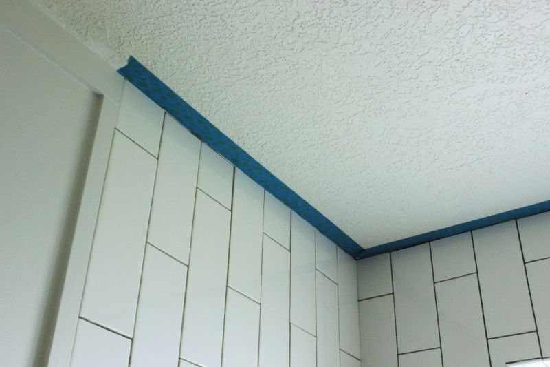 DIY Grout Shower Tub Surround start taping edge