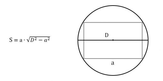 Как найти площадь прямоугольника, зная любую сторону и диаметр описанной окружности