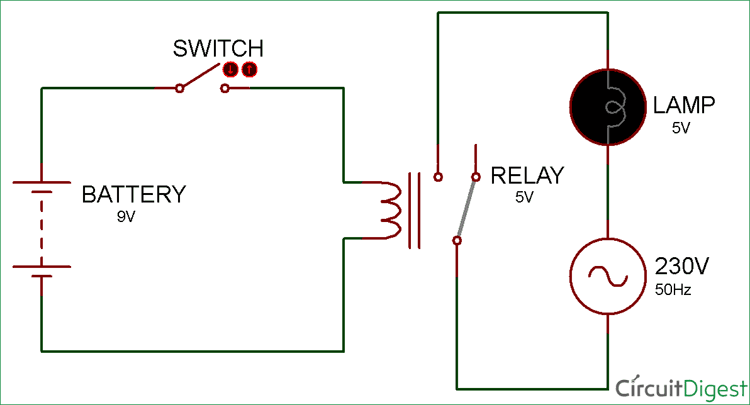 Simple Relay Switch Circuit diagram