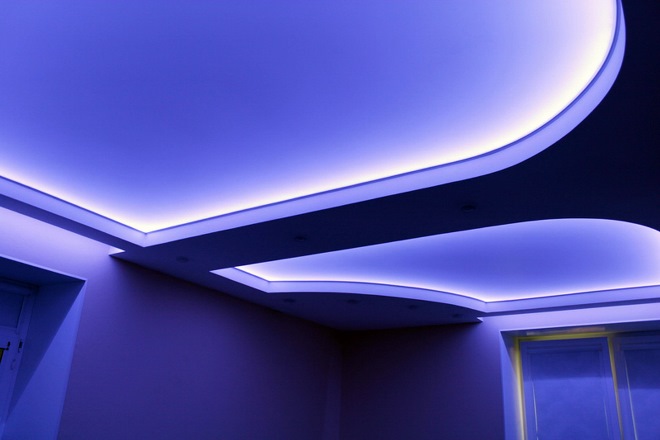 Виды подсветки и освещения натяжных потолков