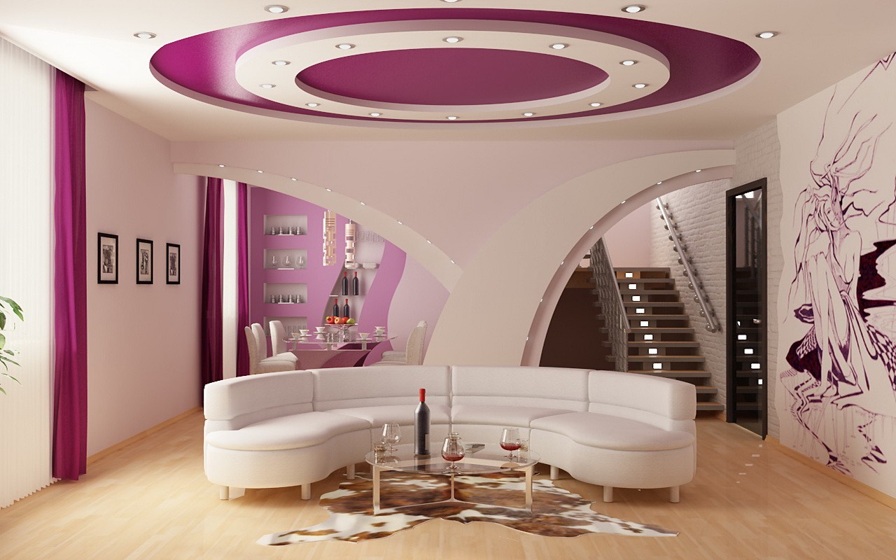 потолок из гипсокартона для гостиной идеи дизайн