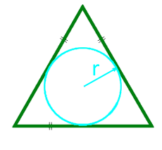 Площадь равностороннего треугольника по радиусу вписанной окружности