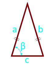 Площадь равнобедренного треугольника по боковой стороне, основанию и углу между ними