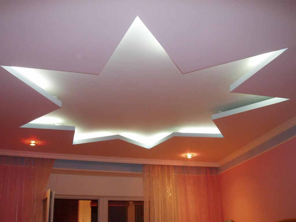 Потолок с изображением в центре комнаты большой звезды