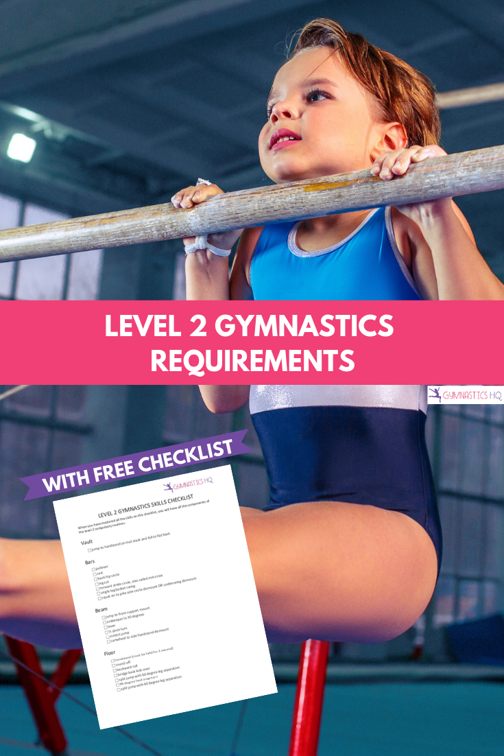 Here is a list of Level 2 Gymnastics requirements with free printable checklist of skills.