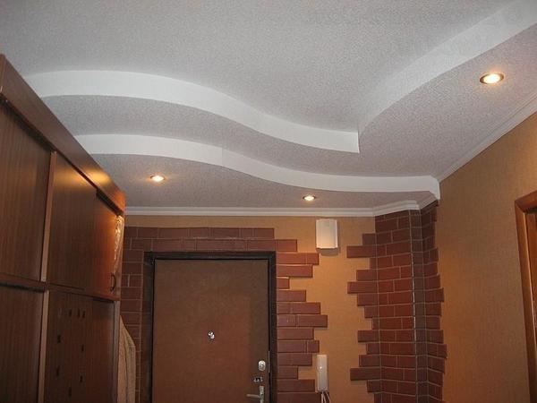Используя гипсокартон для отделки, можно создать оригинальный потолок