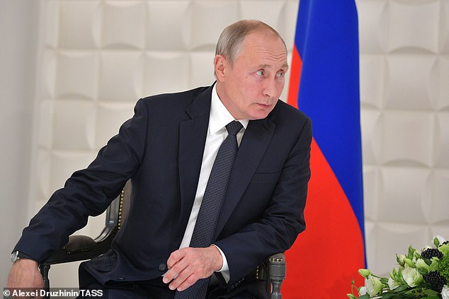 An average Russian adult now drinks 43 per cent less than in 2003. President Putin, pictured on Tuesday, introduced tough measures including an advertising blackout