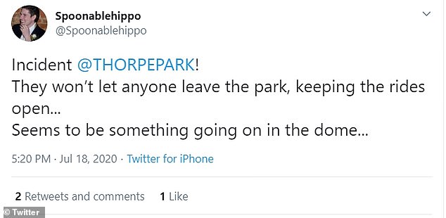 An ambulance was pictured at the scene as visitors took to Twitter. They claimed there was a stabbing near the park entrance