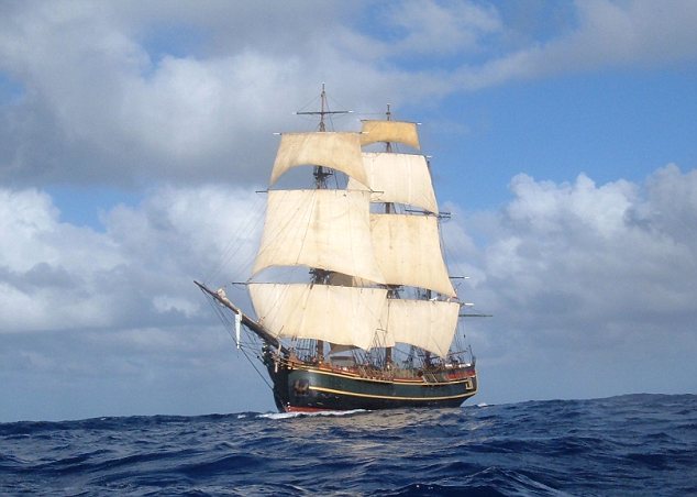 Trouble at sea: The Bounty - which featured in Hollywood blockbusters Mutiny on the Bounty and Pirates of the Caribbean - sailed into trouble on Sunday night after losing power