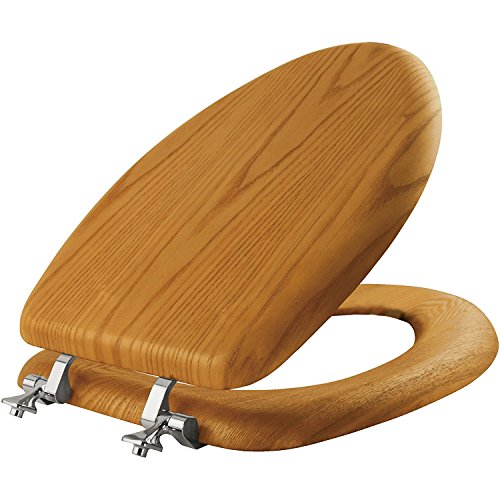 MAYFAIR Natural Oak Veneer Toilet Seat with Chrome Hinges, ELONGATED, 19601CP MAYFAIR Natural Oak Veneer Toilet Seat with Chrome Hinges, ELONGATED, 19601CP