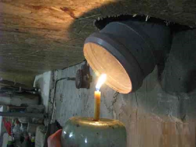 Проверка эффективности вентиляции с помощью зажженной свечи