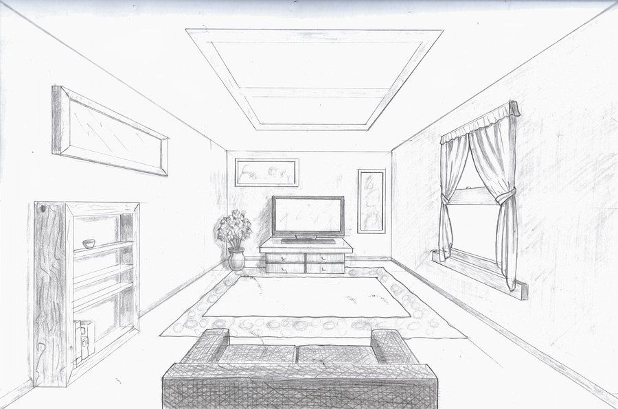 3д рисунок комнаты карандашом