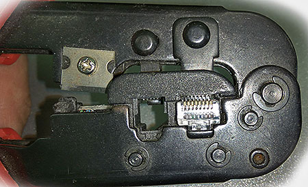 RJ45 ethernet connector crimped