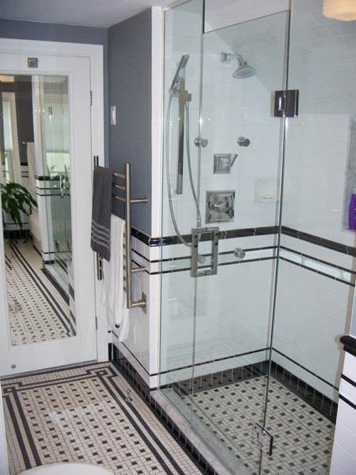 black and white tile bathroom