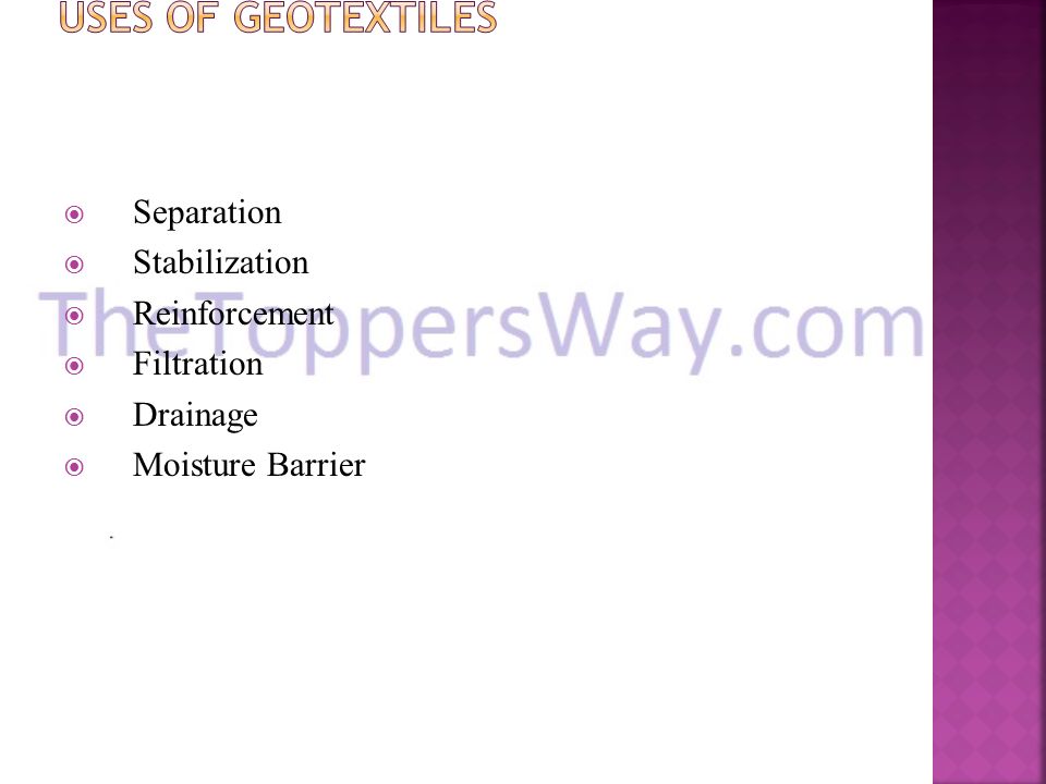 Uses Of Geotextiles Separation Stabilization Reinforcement Filtration