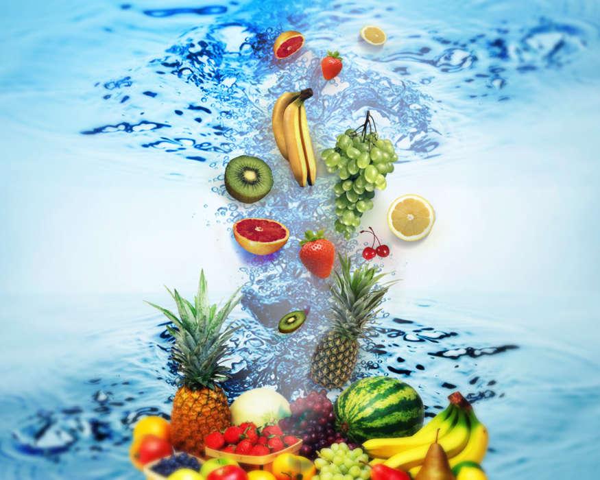 еда фрукты и вода