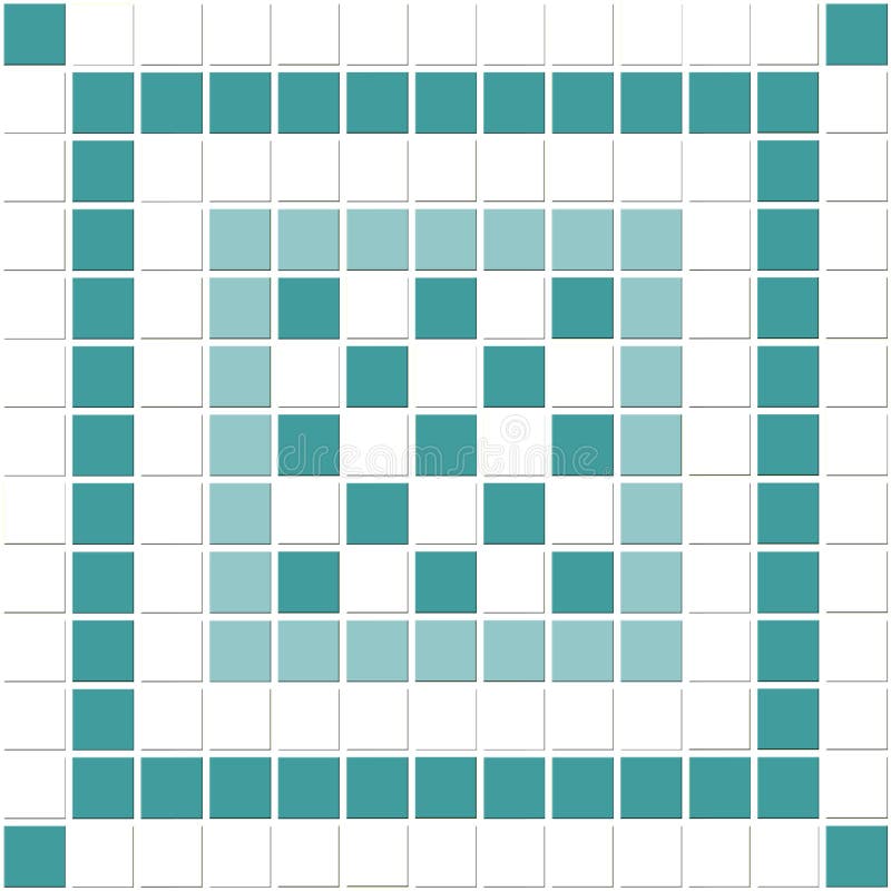 Blue white ceramic tile. Square seamless mosaic tiles in a turquoise blue design on white background royalty free illustration