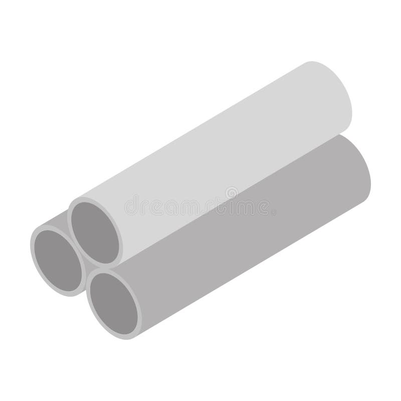 Isometric repair construction reinforced concrete pipes work tool and equipment flat style icon design royalty free illustration