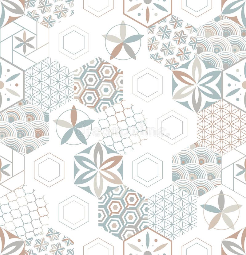 Seamless pattern for tiles in the bathroom. Drawing for home textiles. Pattern made of hexagons. Vector geometric image vector illustration Seamless pattern for tiles in the bathroom. Drawing for home textiles. Pattern made of hexagons. Vector geometric image vector illustration