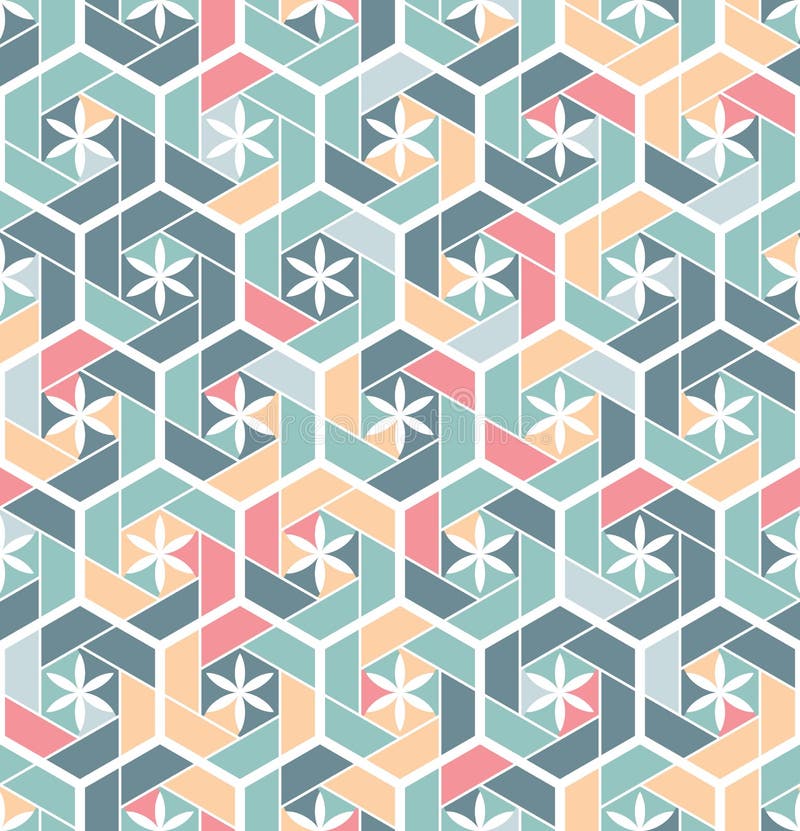 Seamless pattern for tiles in the bathroom. Drawing for home textiles. Pattern made of hexagons. Vector geometric image royalty free illustration