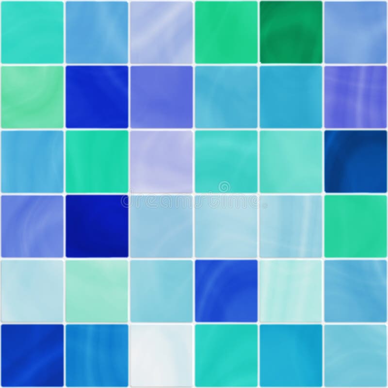 Seamless white and blue bathroom tiles. Ceramic bathroom or kitchen tiles in white, blue and green tones, seamlessly tillable vector illustration