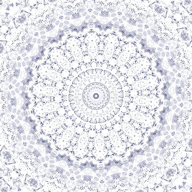 Sketch for ceramic tiles. Blue symmetrical pattern on a white background. Seamless. stock illustration