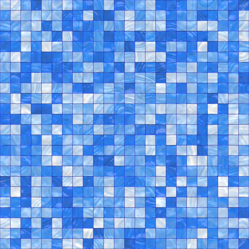 Small blue tiles. Smooth irregular blue background of bathroom or swimming pool tiles or wall, tiles seamlessly as a pattern stock illustration