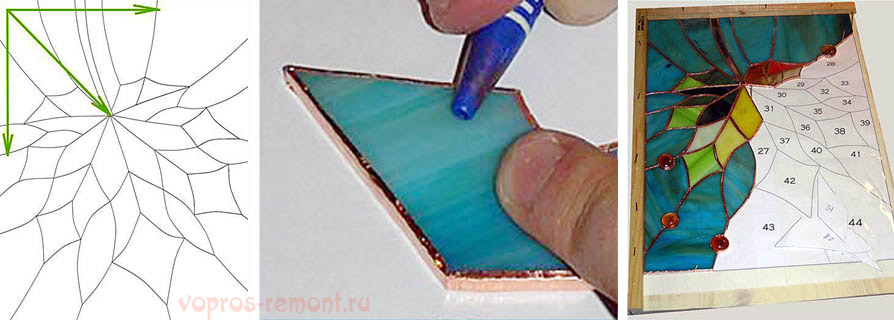 Укладка смальт на трафарет
