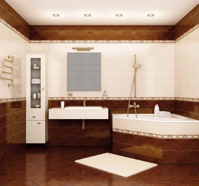 идея светлого интерьера укладки плитки в ванной комнате