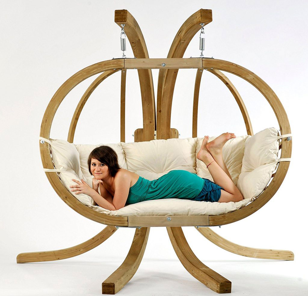 wooden stand hanging chair