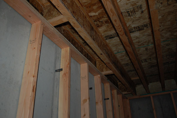 basement wall framing joist blocking