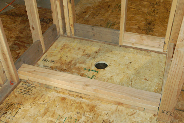 shower pan framed