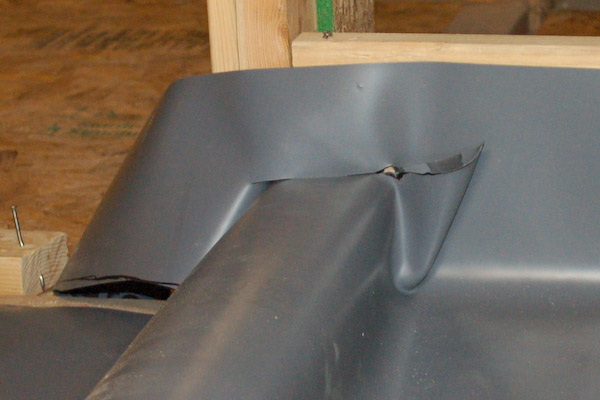 shower pan liner curb cut inside