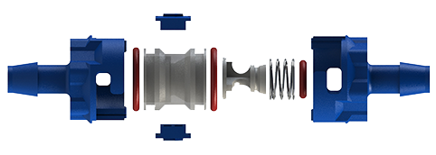 An exploded view of an ISM modular check valve. Click here to go to a landing page where you can get more information about these valves.