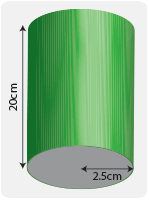 Cylinder with length of 20cm and radius of 2.5cm