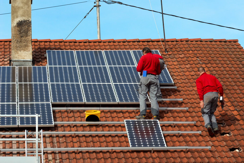 Solar PV being installed