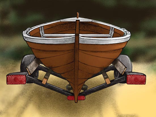 Boat trailer example for wood boats.